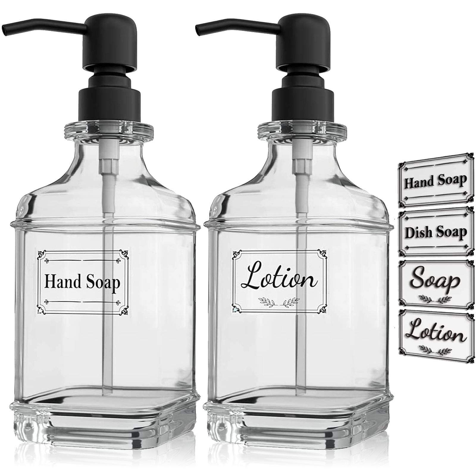 Bathroom Soap Dispenser, Clear Glass Bottle Liquid Soap Pump Dispenser