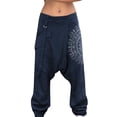 thumbnail image 2 of ZHOGXU Men'S Pants Print Elastic Wide Leg Comfortable Fashion Trousers With Pockets For Daily Wear Dark Blue Xxxl, 2 of 2