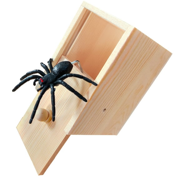 Rubber Spider Prank Surprise Box,Handcrafted Wooden Surprise Box, Fun Practical Surprise Joke Boxes, Spider Box