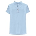 thumbnail image 5 of Rutainlusire Womens Button Notch V-Neck Tops Ladies Casual Solid Color Breathable Summer Tops, 5 of 6