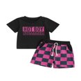thumbnail image 1 of Bébé Garçon 2 Pièces Tenues Lettre Imprimé Manches Courtes T-Shirt Damier Short, 1 of 7