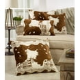thumbnail image 4 of SARO LIFESTYLE 471.BR18S Lait Design Urban Faux Cowhide Poly Filled Pillow, 18", Brown, 4 of 7