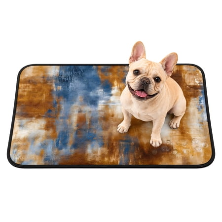 Pet Pee Pad Mat Modern Minimalist Waterproof Reusable Dog Potty Training Pad Abstract Brown Blue White Watercolor Non Slip Pet Urine Mat for Indoor Potty Training Floor Protection 40x30 Inch