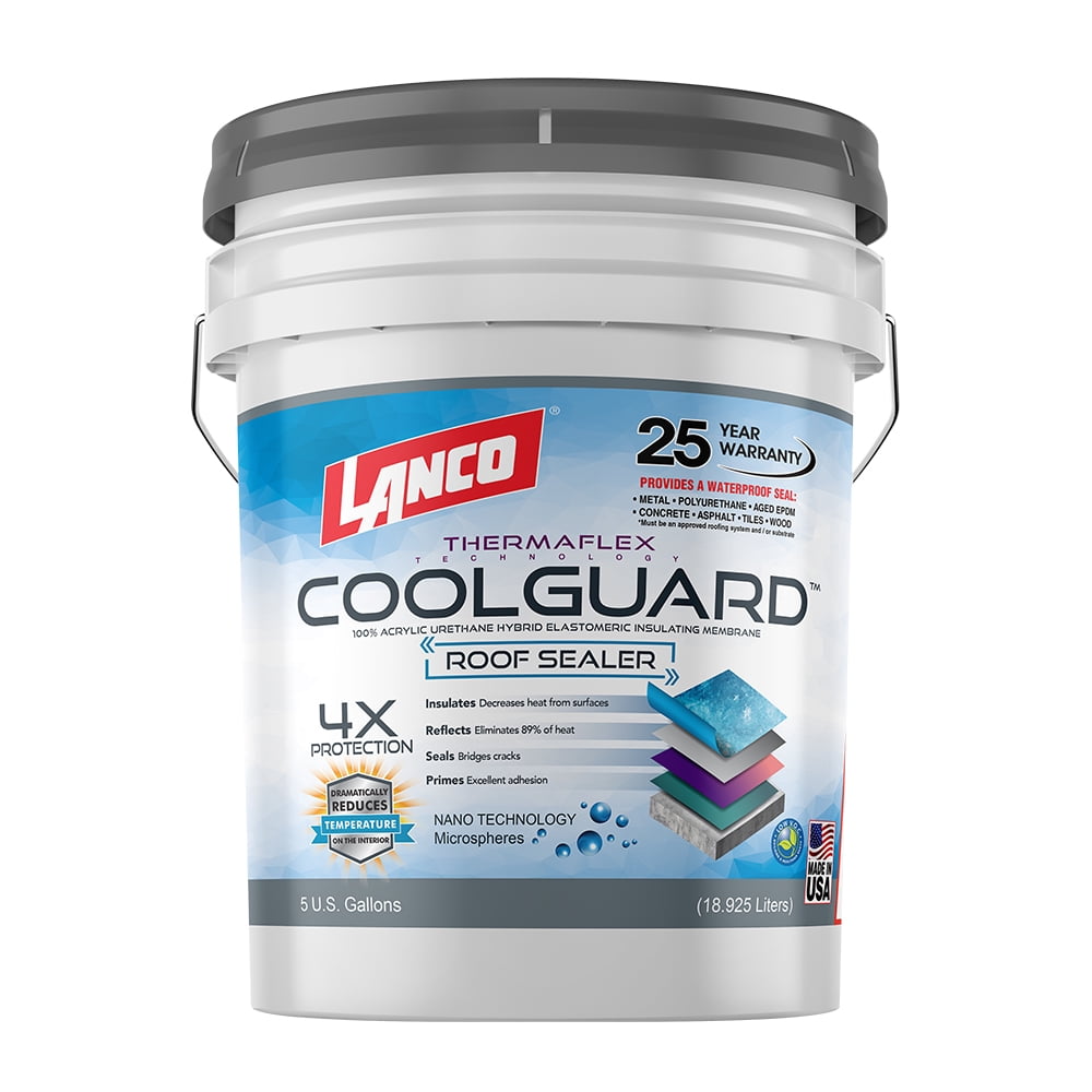 Lanco Coolguard, White Elastomeric Roof Coating, 5 Gal