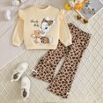 thumbnail image 2 of TOWED22 Infant Toddler Girl 2 Piece Winter Clothes Long Sleeve Soft Crewneck Tee and Joggers Outfits Clothing(Khaki,7-8 Y), 2 of 5