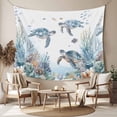 thumbnail image 2 of Sea Turtle Coastal Large Tapestry for Bedroom Wall Hanging Tapestry,Summer Beach Coral Ocean Blue Nautical Ceiling Backdrop Tapestries Poster Blanket Wall Decor for Teens Room Living Room 100" x 59", 2 of 8