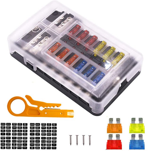 Modified multi-channel Fuse Box 12-way positive and negative pole car boat safety seat with LED light screw insert safety box