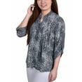 thumbnail image 2 of NY Collection Women's 3/4 Sleeve Roll Tab Y Neck Top, 2 of 4