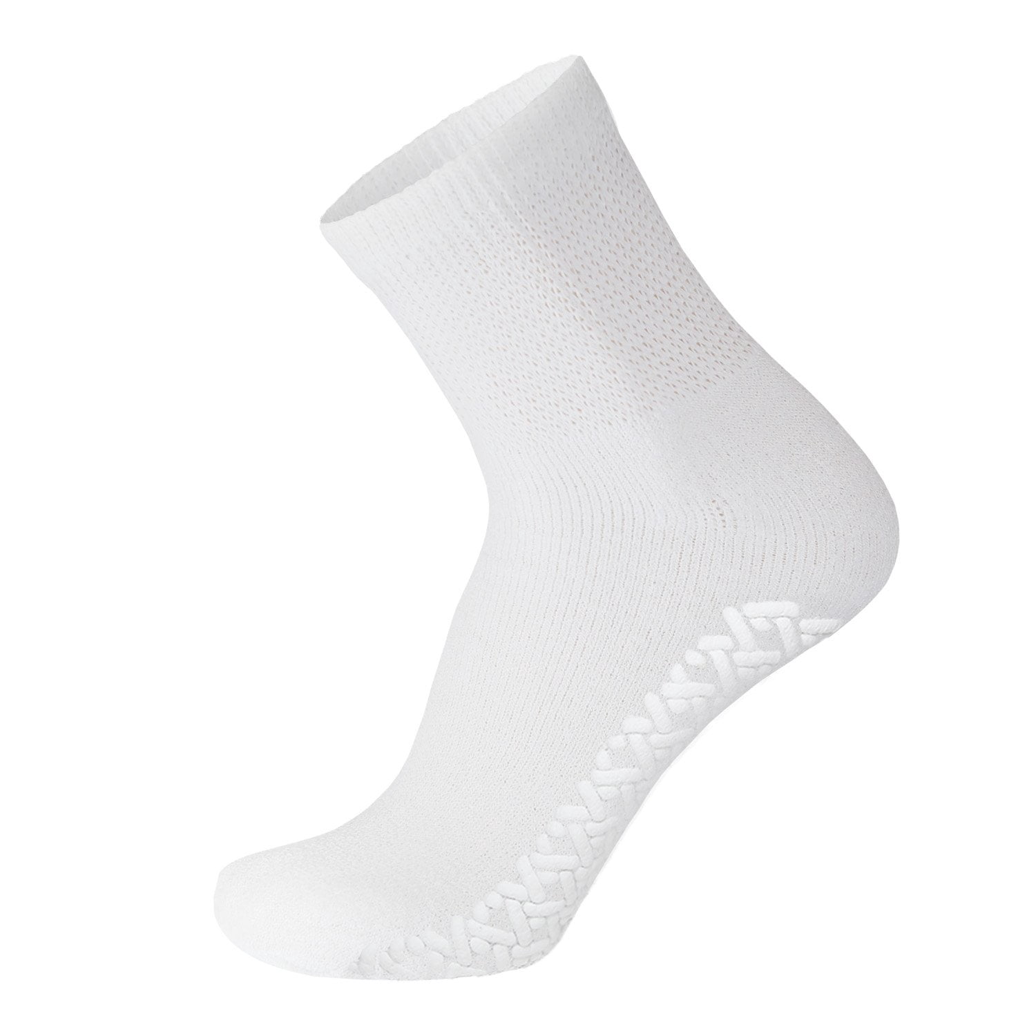 60 Pairs of Non-Skid Diabetic Ankle Cotton Socks with Non Binding Top, Brooklyn Socks Health Collection, Wholesale Bulk Value Pack (White, Fit Men's Shoe Size 10-12)