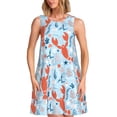 thumbnail image 1 of Vsdgher Robes d'Été Imprimé Homards pour Femmes Robe de Plage Décontractée Col en U Sans Manches Robe d'Été Ample avec Poche, 1 of 7