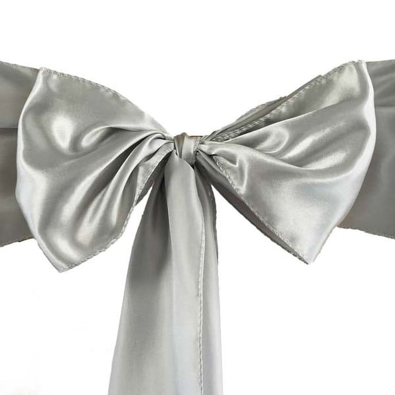 Efavormart 25pcs Silver SATIN Chair Sashes Tie Bows for  display picture 1