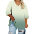 thumbnail image 4 of Hxshgdsn 3/4 Sleeve Shirt For Womens Plus Size Gradient Color Tees Summer Spring Loose Fit Casual Daily Outfit Mint Green 5Xl, 4 of 5