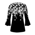 thumbnail image 5 of White Women's Long Sleeve T-shirt, Summer Tops For Women 2025 Trendy Boho Floral Print Tunic Shirts 7 Sleeve V Neck Tshirt Casual Loose Blouse,Women's Long sleeve T-shirt XL, 5 of 5