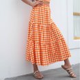 thumbnail image 7 of LYXSSBYX Womens Skirts and Dresses Clearance Fashion Women Summer High Waist Plaid Print Casual A Line Ruffle Long Skirt, 7 of 7
