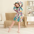 thumbnail image 3 of FORMRS Kids Bathrobe Unisex Hooded Robe Toddler Pajamas Sleepwear, Size 4-6T, Purple Geometric, 3 of 7