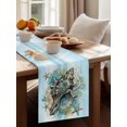 thumbnail image 4 of Summer Coastal Table Runner, Brown Retro Texture Conch Starfish Teal Blue Cotton Linen Kitchen Table Decoration Washable Dining Tabletop Runners for Home Party Decor 16x72 Inches, 4 of 9