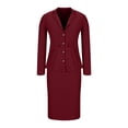 thumbnail image 4 of Y-Sunset Women's 2 Piece Business Suit Set, Peplum Blazer + Bodycon Pencil Skirt, Formal Office Wear for Work, Business & Professional Occasions(Red/XL), 4 of 7