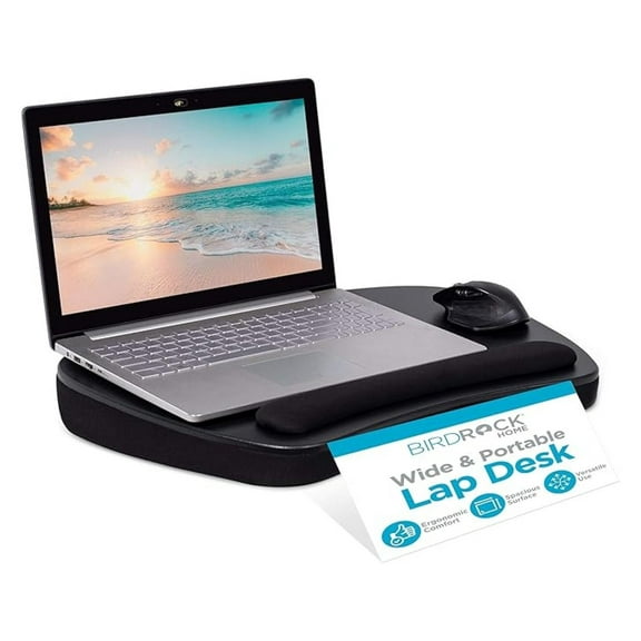 Lap Desk with Memory Foam, 17" Laptop Tray - Portable Bed Desk for Couch, Sofa, WFH - Black