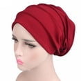 thumbnail image 5 of Soft Elastic Cloth Head Cap Hat Cotton Women Breathe Hat Ruffle Hat Chemo Cap PURPLE, 5 of 8