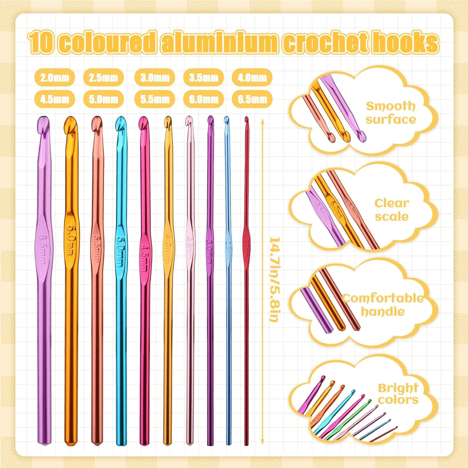 MRSXXNTY  127 Pcs Crochet Needles Set, Crochet Hooks Kit with Storage Case, Ergonomic Knitting Needles Stitch Marker DIY Hand Knitting Craft Art Tools for Beginners