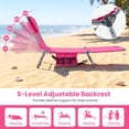thumbnail image 4 of Gymax 2PCS Tanning ChairFolding Beach Lounge Chair w/5-Position Adjustable Backrest Pink, 4 of 9