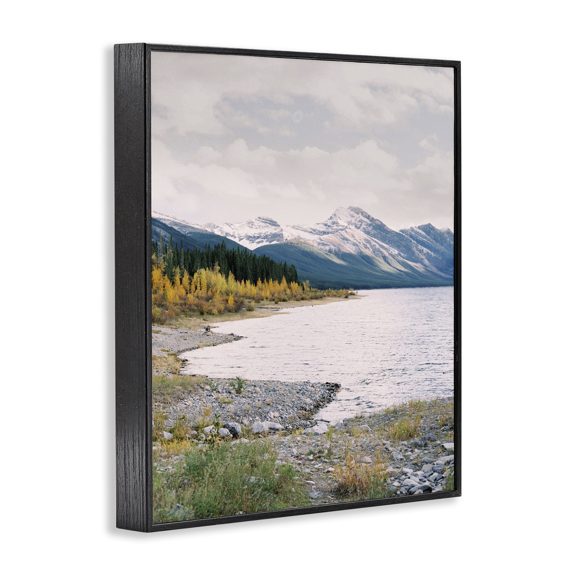 Stupell Industries Mountain Region Shore Landscape Photography Black Framed Art Print Wall Art, 11 x 14