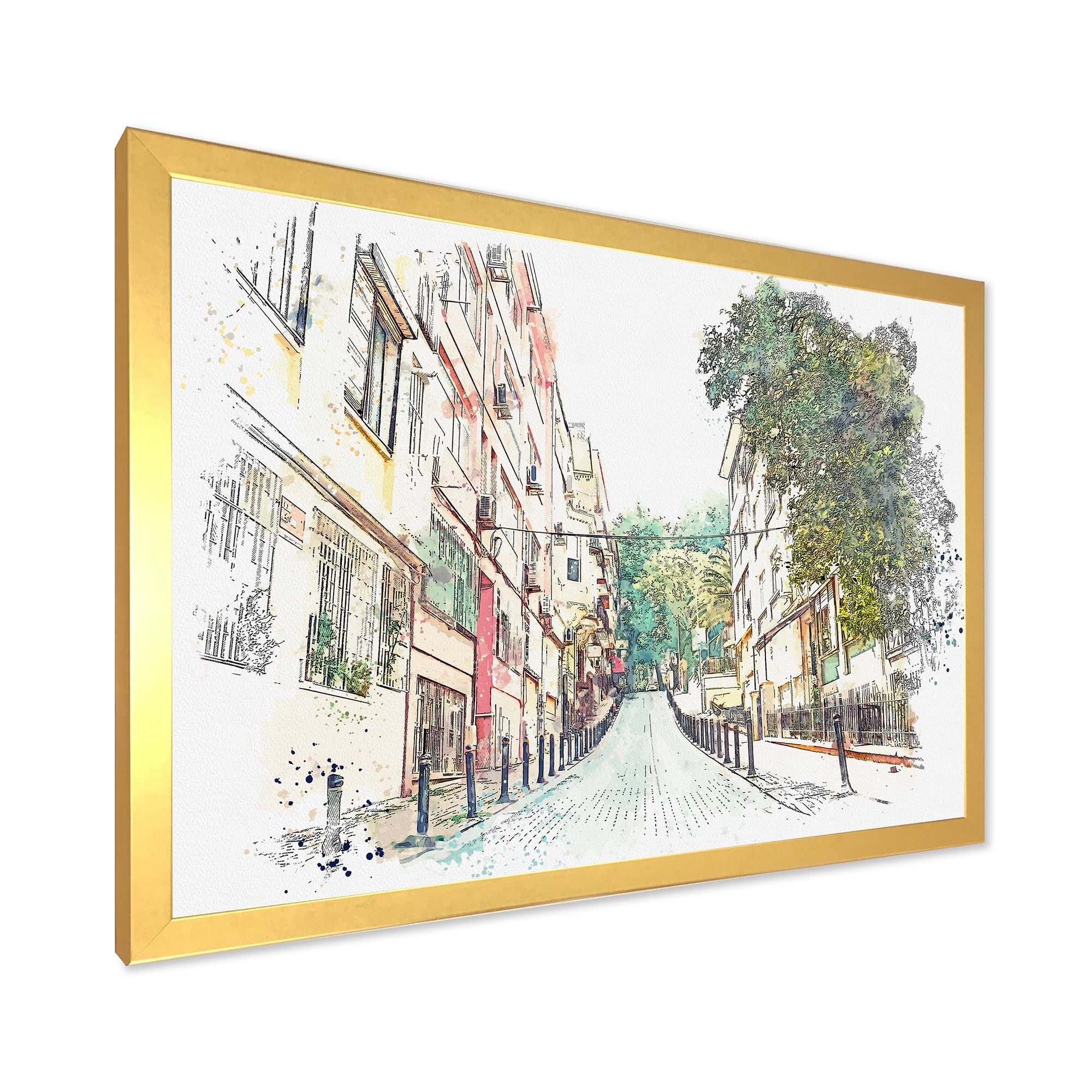 Designart 'Traditional Street In City Istanbul' Traditional Framed Art Print