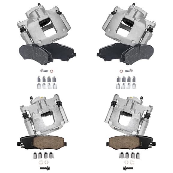 Detroit Axle - Brake Kit for Jeep Liberty Wrangler Dodge Nitro Ceramic Brakes Pads Brake Calipers Front Rear Replacement