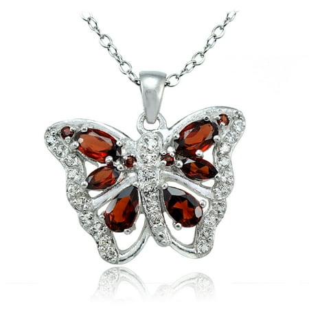 topaz butterfly necklace garnet sterling silver