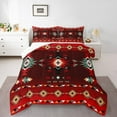 thumbnail image 2 of Erosebridal Boho Aztec Bedding Sets Toddler with Comforter, Red Abstract Duvet Insert, Triangle Room Decor, Reversible 2 Pieces, 2 of 7