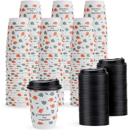 80 Pack Paper Coffee Cups - 12 Oz Paper Hot Cup with Lid - Disposable ...