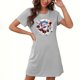 thumbnail image 1 of Camisón corto navideño para mujer, talla grande, cuello redondo, manga corta, estampado en el pecho, vestido de noche para mujer, 1 of 3