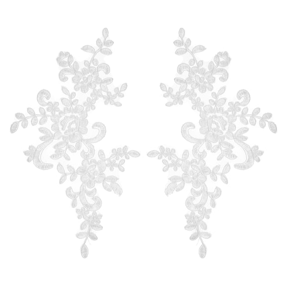 Uxcell 2 Pack Pure White Flower Lace Appliques, 10 x 5 Inches 3D Embroidery Lace Patch Sewing Embellishments for Wedding Bridal Dress Clothes DIY Crafts Accessories Decoration