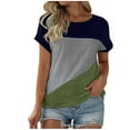 thumbnail image 1 of Blouses pour Femmes, Top à Col Rond à Blocs de Couleur Manches Courtes Col Rond/chemise, 1 of 2