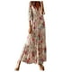 thumbnail image 1 of Vestido largo de manga 3/4 con cuello en V y estampado informal de gasa de verano para mujer a la moda Fridja  yut2896, 1 of 7