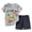 Grey, variant on Stylish Toddler Boy Summer Outfit Personality Graphic Print Short Sleeve Tee and Shorts Play Set