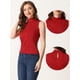thumbnail image 2 of Camiseta sin mangas con cuello simulado para mujer, cuello alto, sin mangas, acanalado, top de punto rojo L, 2 of 6