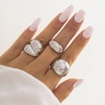 thumbnail image 1 of Anillos gruesos JAMW para mujer chapados en plata ajustables, 1 of 5