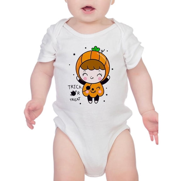 Cute Girl W Pumpkin Costume Bodysuit Infant -Image by Shutterstock, 24 Months