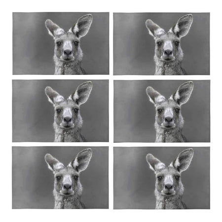 

MKHERT Black and White Kangaroo Animal Placemats Table Mats for Dining Room Kitchen Table Decoration 12x18 inch Set of 6