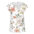 thumbnail image 4 of OKBOP Ladies Tops Sleeveless White Crew Neck Floral Tank Tops T Shirts for Women, 4 of 5