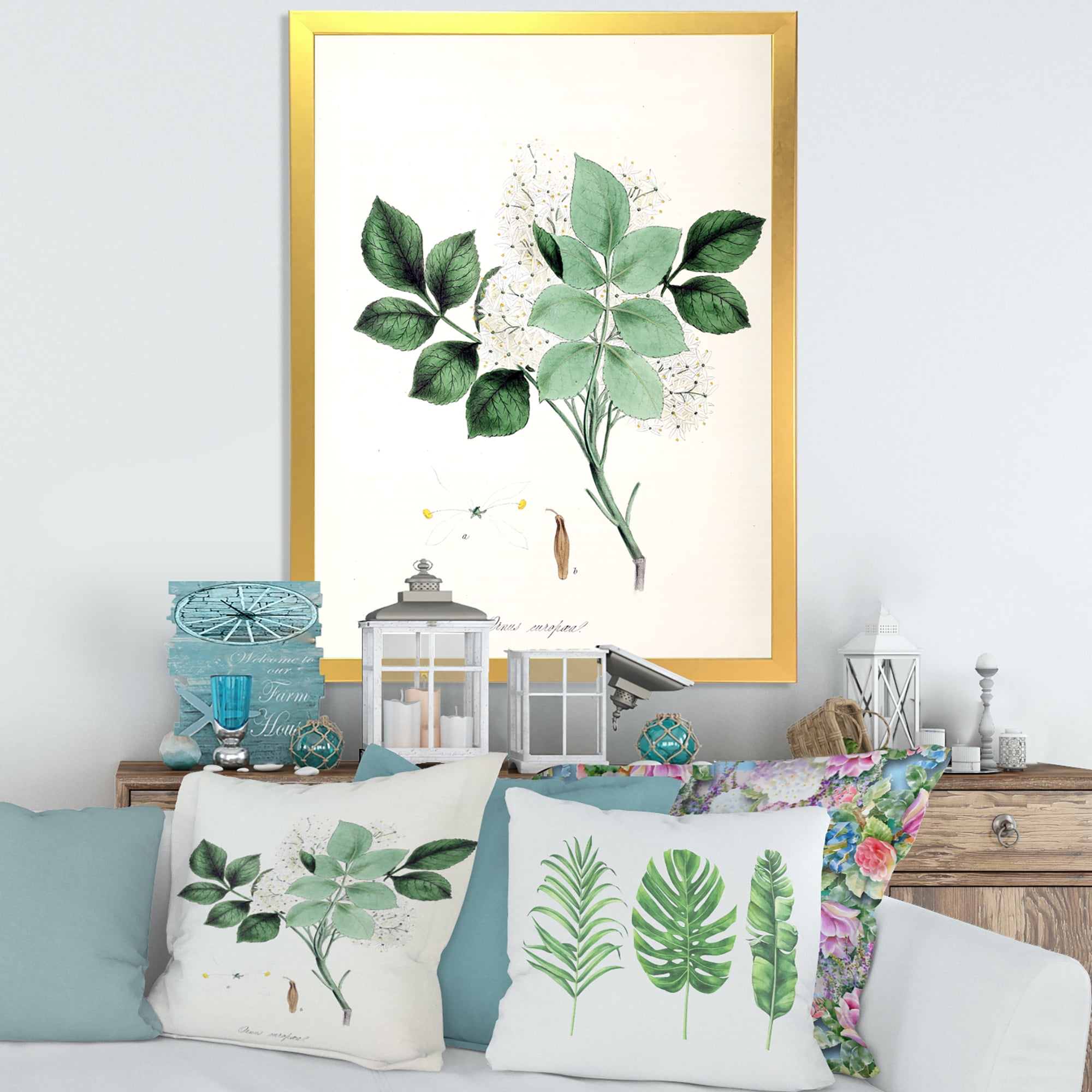 Designart 'Ancient Blossoming Flower IV' Farmhouse Framed Art Print