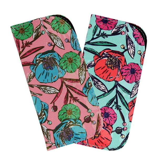 2 Pack Soft Slip In Eyeglass Case for Women Glasses, Reading Glasses, or Sunglasses Fabric