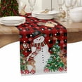 thumbnail image 4 of Table Runner Dresser Scarves 72 Inch Long, Winter Christmas Snowman Reindeer Linen Dining Table Runners Xmas Tree on Black Red Plaid Tabletop Scarf for Wedding Holiday Party Kitchen, 4 of 7