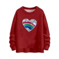 thumbnail image 2 of Women's Sweaters Heart Printed Trendy Long Sleeve Drop Shoulder Knitted Sweaters Loose Casual Crew Neck Love Cute Sweatshirts Comfy Soft Valentines Outfits, 2 of 6