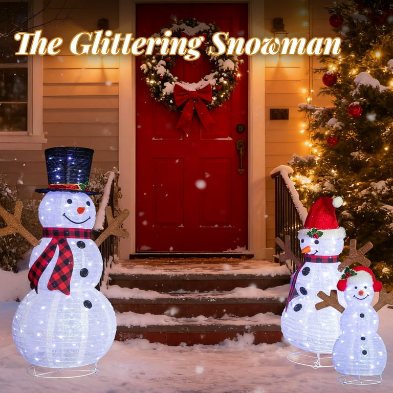 Zimtown LED Lighted Snowman Family Christmas Decoration w/ 300 LED