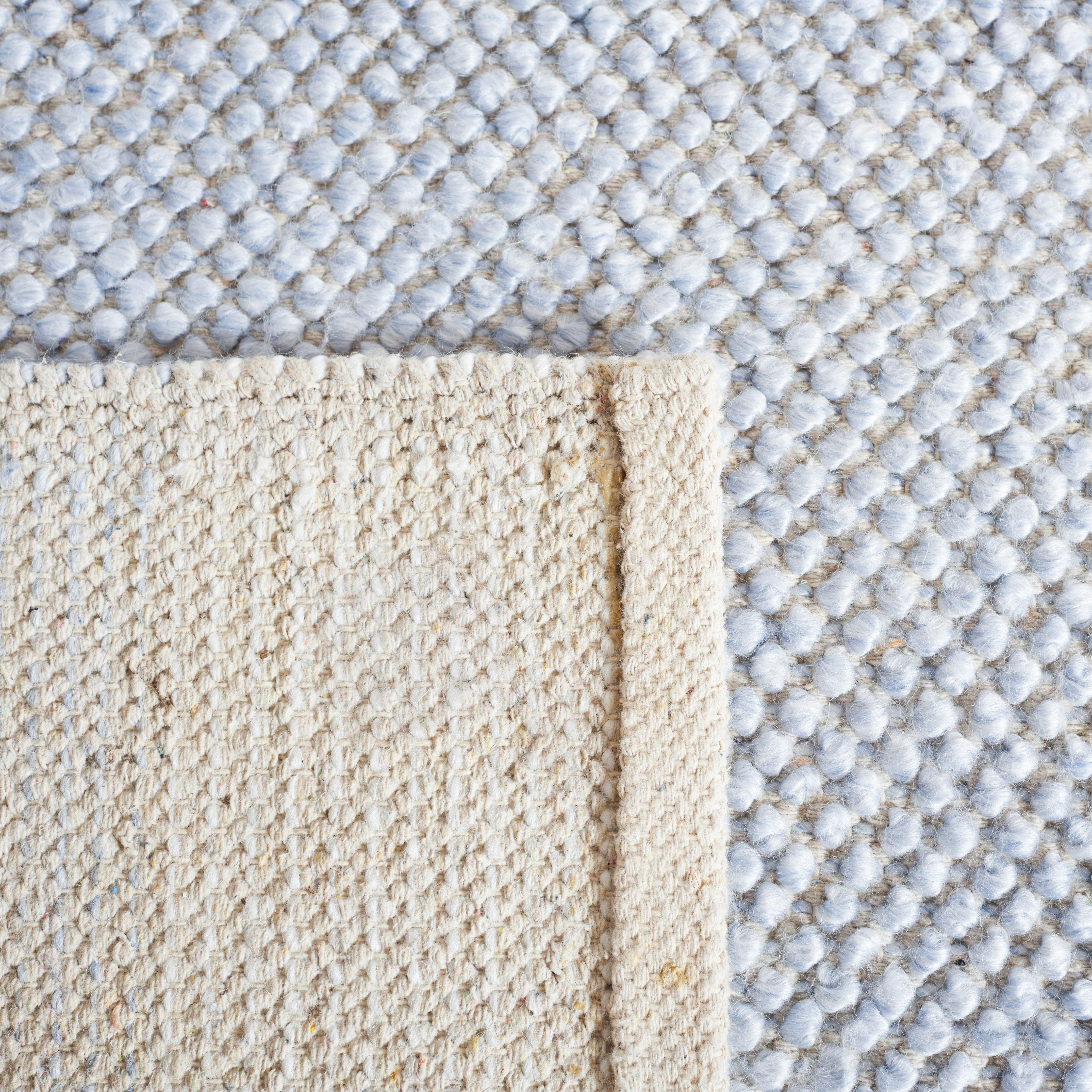 SAFAVIEH Natura Marina Striped Wool Area Rug, Light Blue/Ivory, 6' x 6' Square