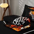 thumbnail image 5 of Manfei Basketball Zipper Twin Comforter Sets with Fitted Sheet and 2 Pillowcases, Sports Zipper Bedding Set, Grunge Black Orange, 5 of 7