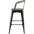 thumbnail image 4 of Bar Stool Chair Barstool, Set of 2, Wood, Metal Steel, Black, Modern Contemporary Urban Design, Bar Pub Cafe Bistro Hotel Restaurant Hospitality, 4 of 5