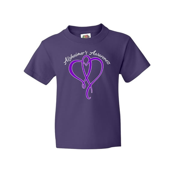 Inktastic Alzheimer's Awareness Purple Ribbon Heart Youth T-Shirt